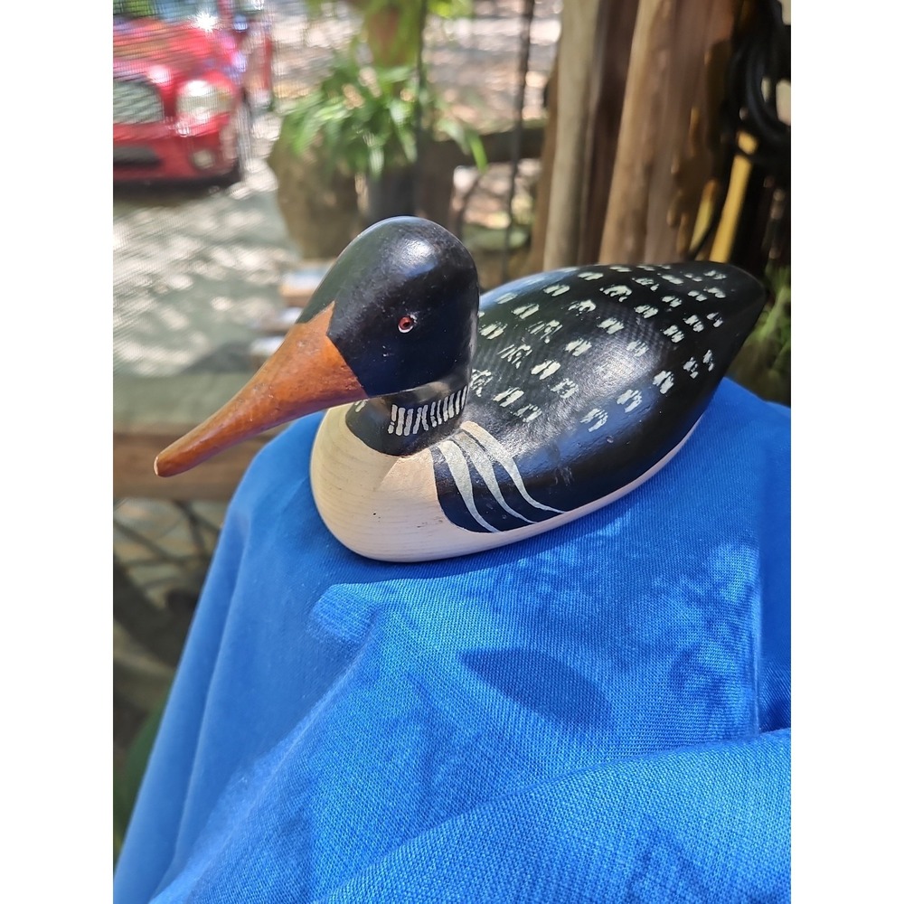 Jim Harkness Common Loon Duck Decoy Stayner Ontario 1982 Carved Wood Signed  10"